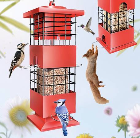 New Bird Feeder Squirrel Proof for Outdoors Hanging, 3Lbs Metal Heavy 1