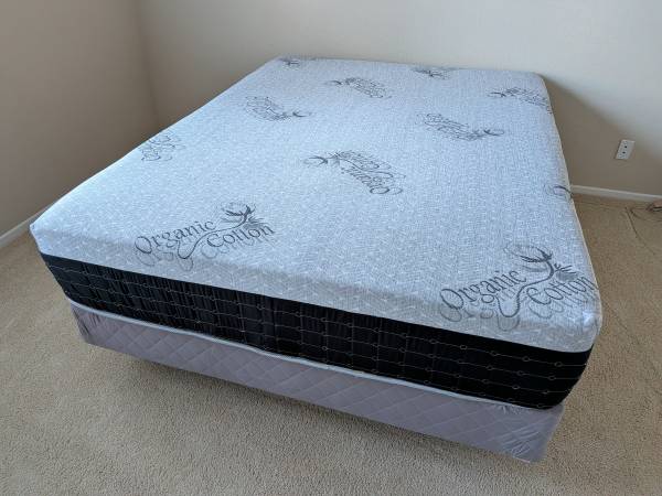 Queen Size Foam Mattress plus Metal Base plus Boxspring 1