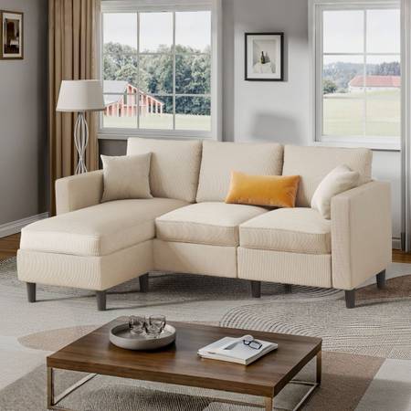 New Morden 73.6" Upholstered Sectional Sofa couch with Ottoman for Living Room,  1