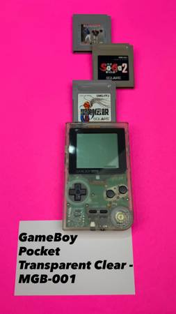 Nintendo GameBoy Pocket “Transparent Clear” - MGB-001 W/ 3 games 1