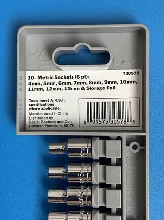 Juego de llaves de vaso métricas de 10 piezas de 1/4" - 6 pt. (Modelo 930578, - $15 (Iowa City)63435755256705123