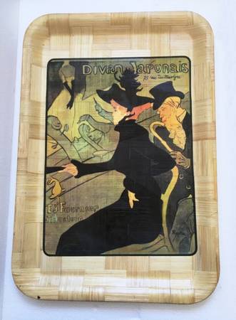 Vintage Large Woven Pressed Bamboo Art Print 1