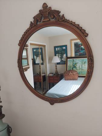 Antique Round Parlor Mirror. 1