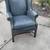 Blue Leather Wing Back Chair 4 thumbnail