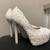 White womens pearl pumps size 7 2 thumbnail