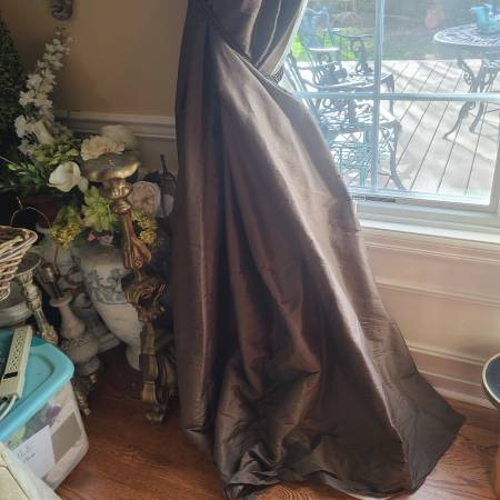 Restoration Hardware Paneles de cortinas francesas de seda Dupioni marrón chocolate - $200 (Mukilteo)63471460819203121