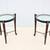 Traditional Cherry Wood and Transparent Glass Round Side Tables a Pair 1 thumbnail