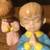 TWO KIDS GIRL PINK BOY YELLOW BLUE KNEELING PRAYING STATUE JULIE 79 6" 4 thumbnail