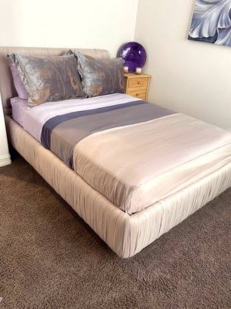 Full Sized Mattress, Boxspring & Silk Bed Frame - Purple & Lilac 1