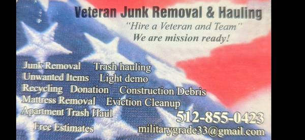 🇺🇸 VETERANS JUNK REMOVAL -MATTRESS- COUCH - DEBRIS WE TAKE IT ALL - 1