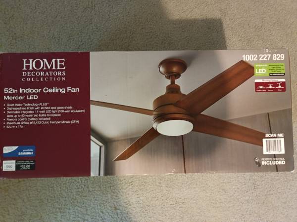 52" INDOOR CEILING FAN  LED W/REMOTE CONTROL                     W 1