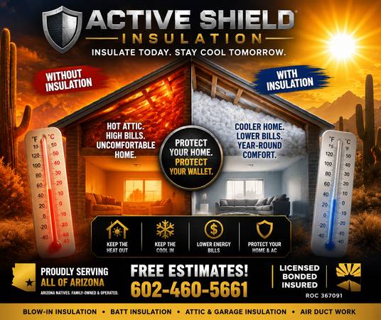 Attic insulation will save you money and your AC call 602-460-5661 1