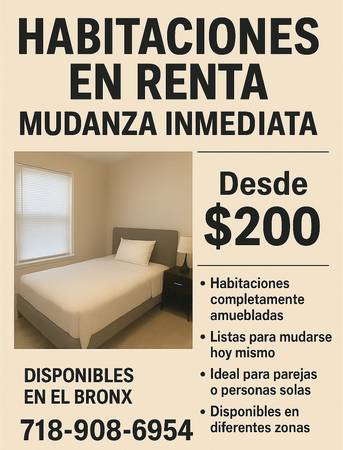 🔥 CUARTOS LIMPIOS Y ECONÓMICOS EN EL BRONX — PERSONAS SOLAS Y PAREJAS 1