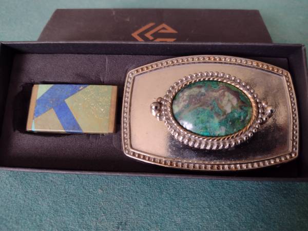 Stone Belt Buckle and Money Clip Set 1