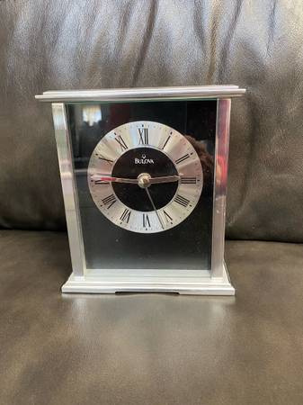 Bulova Silver and Black Metal Clock 1