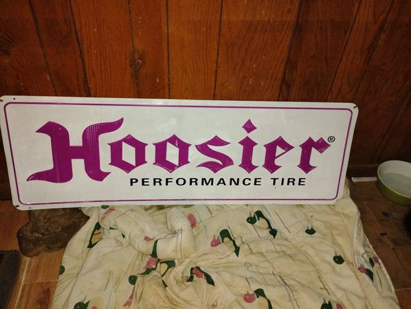 hard to find hoosier racing tire metal embossed sign 1