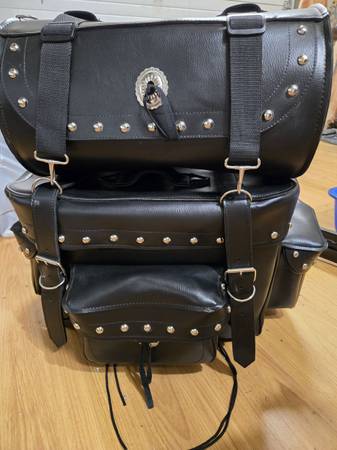 2 sets leather studded motorcyle luggage 1