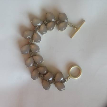 7" vintage light Grey & gold bracelet 1