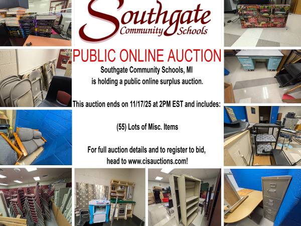 Public online surplus auction for Southgate Community Schools 1