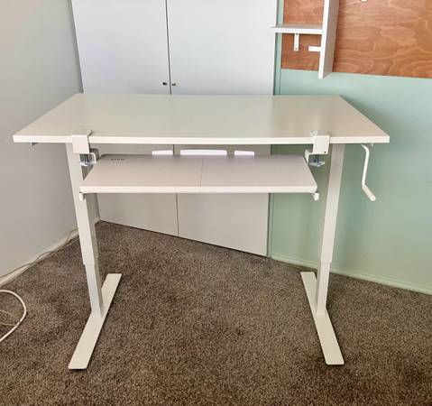 IKEA Trotten sit/stand standing desk white & keyboard tray 1