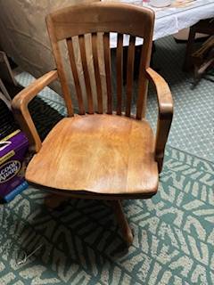 Vintage Adjustable Oak Swivel Chair 1
