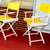 2 DIRECTOR'S CHAIRS Yellow Vinyl Portable Folding Furniture CHAIR SET 3 thumbnail