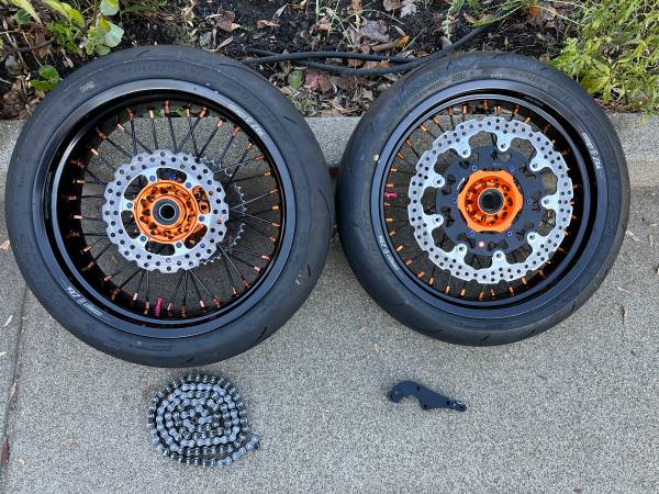 Warp 9 Elite SuperMoto Wheel Tire set - KTM Dual Sport Conversion  OBO 1