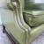 Chippendale Style Green Leather Wingback Chair 6 thumbnail