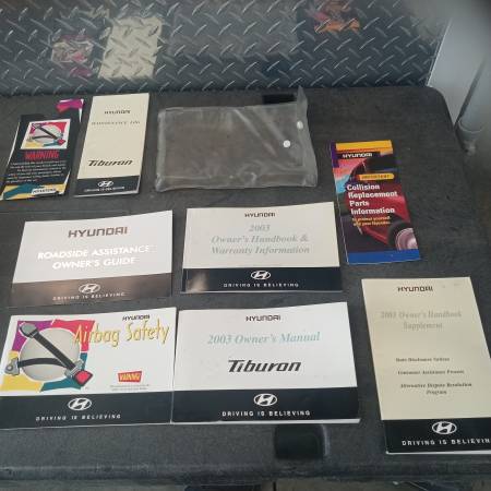 HYUNDAI TIBURON OWNERS MANUAL 2003 WITH OWNERS HANKBOOK & WARRANTY INF 1