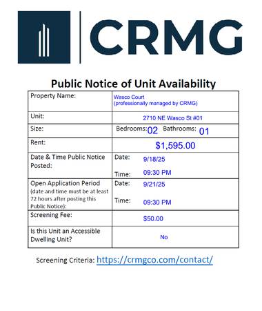 $1,595 / 2br - Public Notice (Sullivan's Gulch (inner NE Portland))63776937770881120