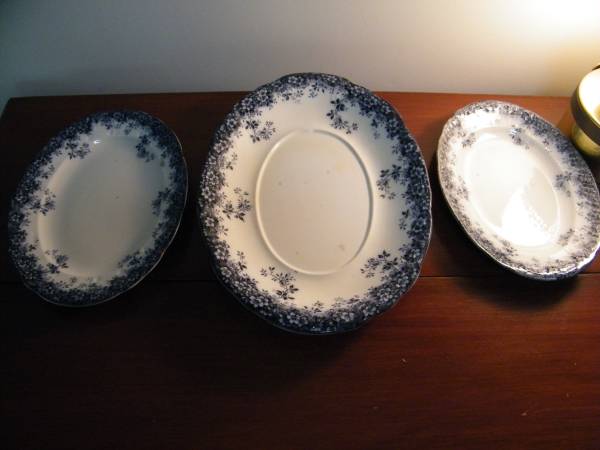 Set of 3 Antique Serving Trays Canterbury Booths Royal Semi Porcelain 1