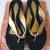 NINE WEST BLACK & GOLD LAMÉ THONGED SLIDES 8.5M 2.5” WEDGE HEEL COMFY! 1 thumbnail