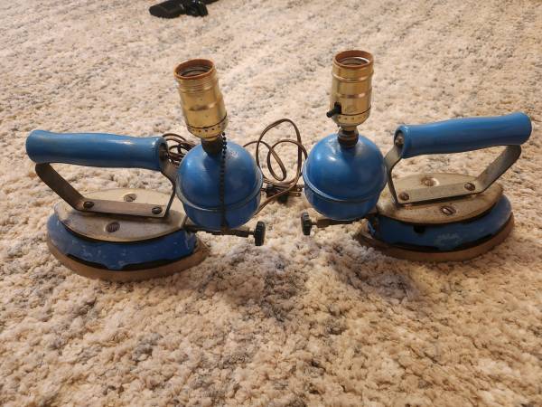 Coleman steam irons(pair) converted to lamps 1