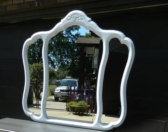 Vintage Chalk Painted Mirror 39x41 to top of Mirror 1