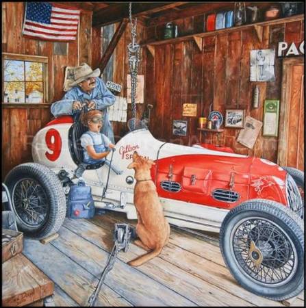 "The Driving Lesson" original oil painting 1