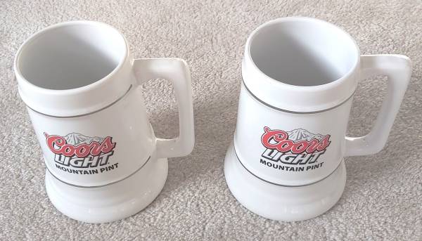 Coors Light Beer Mountain Pint Ceramic Beer Stein Mug - Pair 1