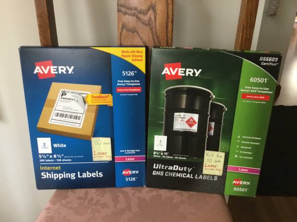 Avery Labels - shipping and chemical $15 per box 1