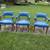 Club Chairs, 3 blue, 1 white by Gregson, walnut, coil springs $65 each 11 thumbnail