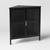 Mesh Corner Cabinet Black: Sleek Metal Storage with Golden Handles 1 thumbnail