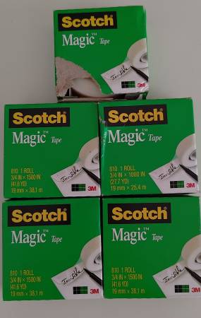 5 JUMBO Rolls Scotch Magic Tape Refill 3/4" x 1500" per Roll Matte 1