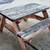PICNIC TABLE with ATTACHED BENCH SEAT Chair Child Size VINTAGE Wood 4 thumbnail