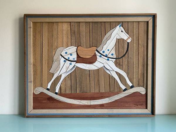 Signed Theodore deGroot Lath Art Rocking Horse Folk Art in Wood 1