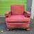 Antique vintage mahogany framed arm chair with modern slip cover 1 thumbnail