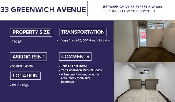 $6,000 / 750ft2 - WEST VILLAGE PRIME OFFICE/MEDICAL/RETAIL FOR LEASE! (Greenwich Village)63689917488515121