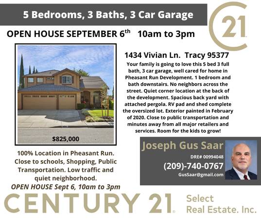 $805,000 / 5br - 2500ft2 - 5 bed 3 bath 3 car home in Tracy For Sale (Tracy)63682870693121120