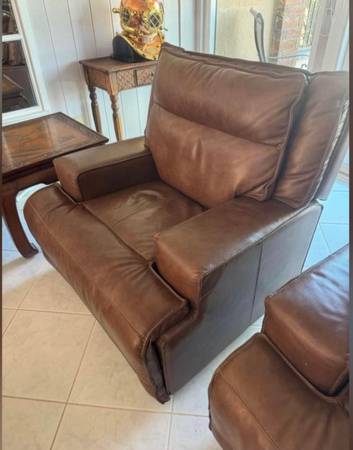 2 Matching Wide Electric Leather Rocker Chairs Recliner each $150 1
