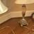 Smoked Glass & Drop Crystal Lamp With Satin Shade + Silver Base 3 thumbnail