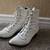 Rare Vintage White Leather Lace-up Western Boots 6 thumbnail