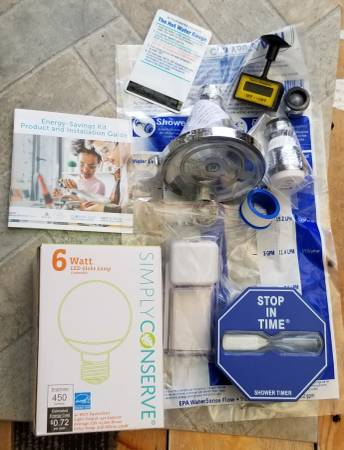 Energy Saving Kit, bulb, faucet aerators, showerhead 1