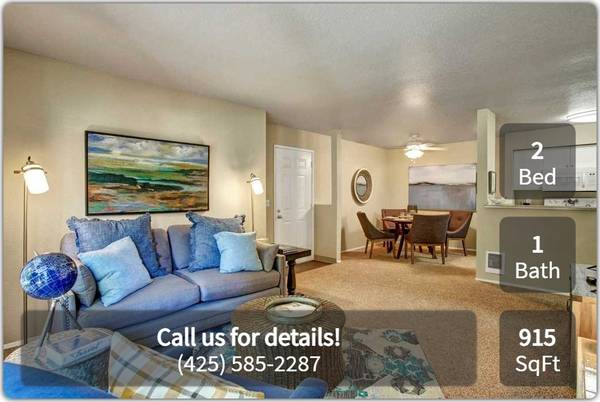 $2,065 / 2 habitaciones - 915 pies² - Excelente espacio para todos los gustos. ¡Te encantará nuestro departamento de 2 habitaciones y 1 baño! (Mukilteo - South Everett, Lynnwood)63808059543809121